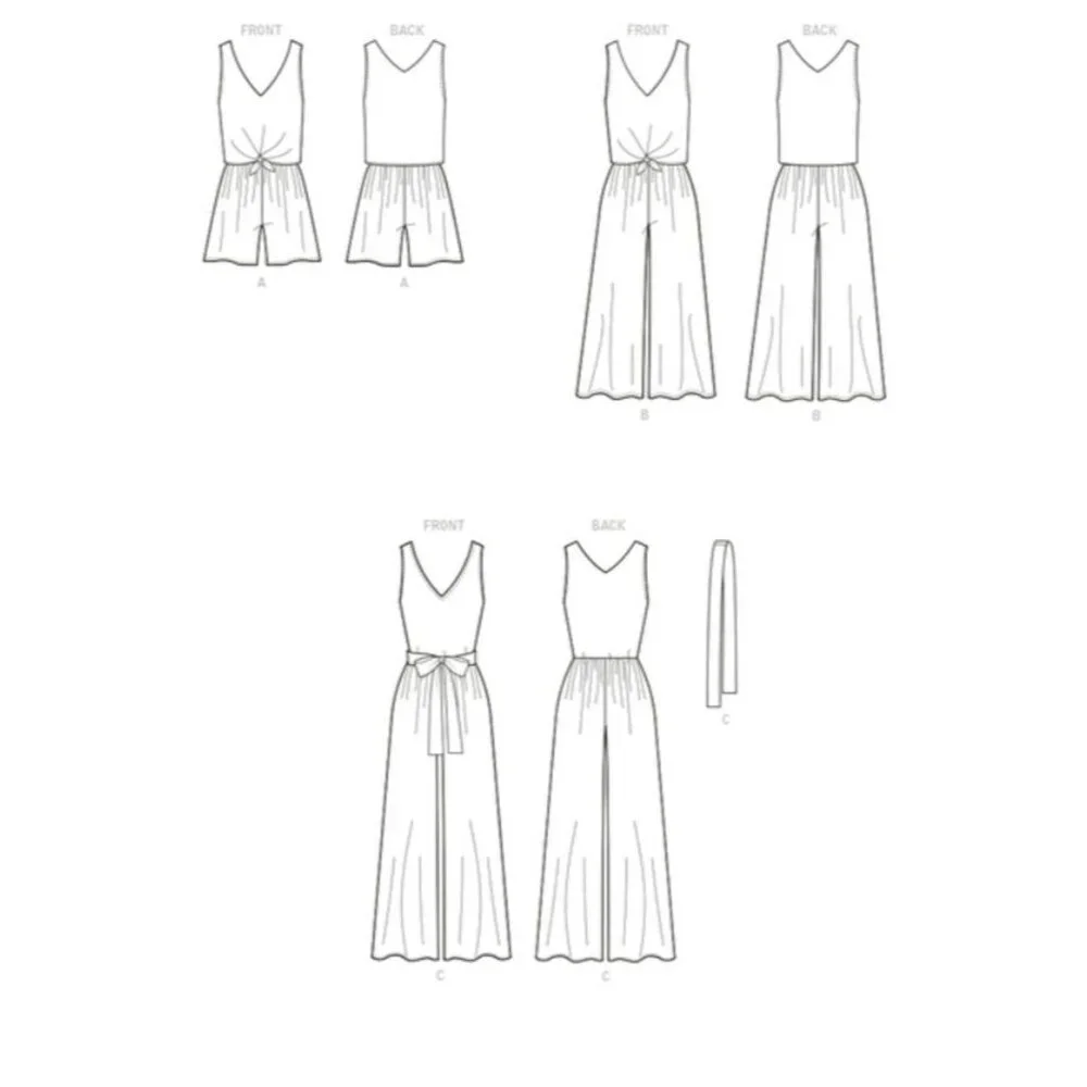 McCalls Sewing Pattern M8218‎ Romper Jumpsuit Sash Misses Size 16-24